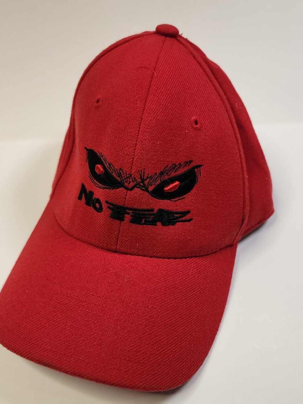 No Fear Vintage 90s Flex-Fit Baseball Cap — Red, Size S/M | Iconic Eyes Logo